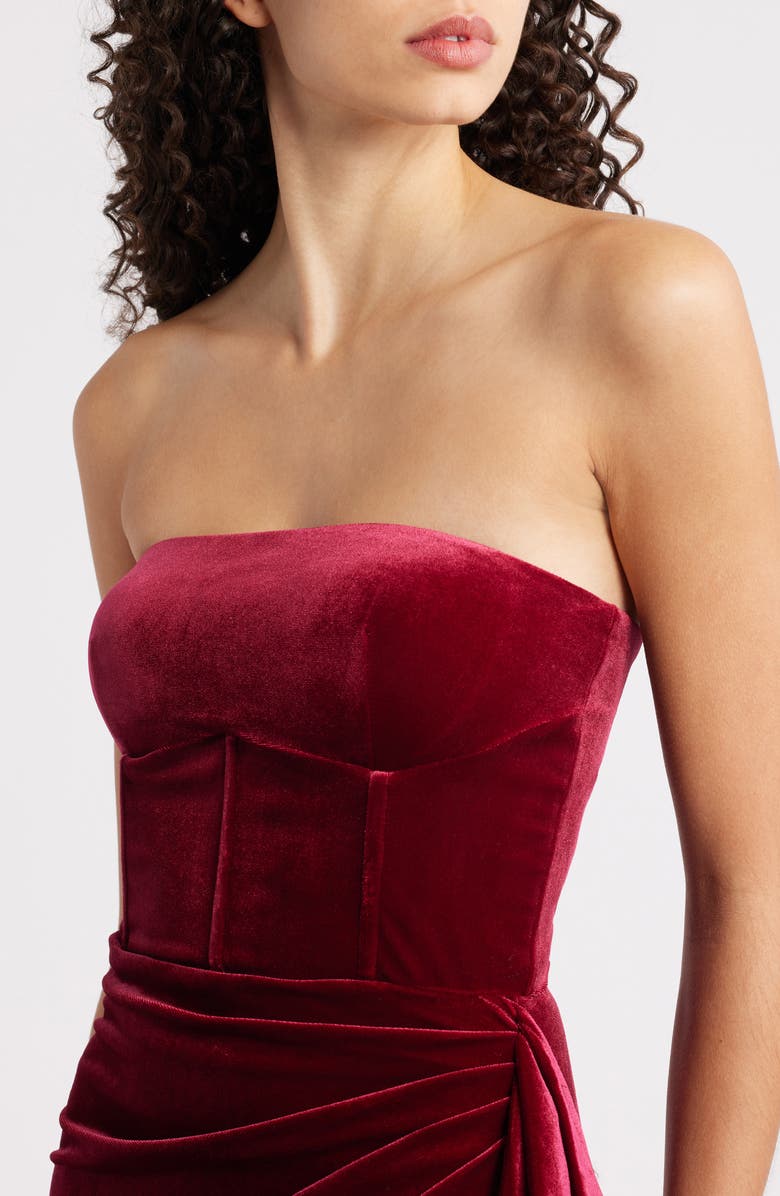 Sonya Moda Seraphina Strapless Velvet Minidress, Alternate, color, Merlot