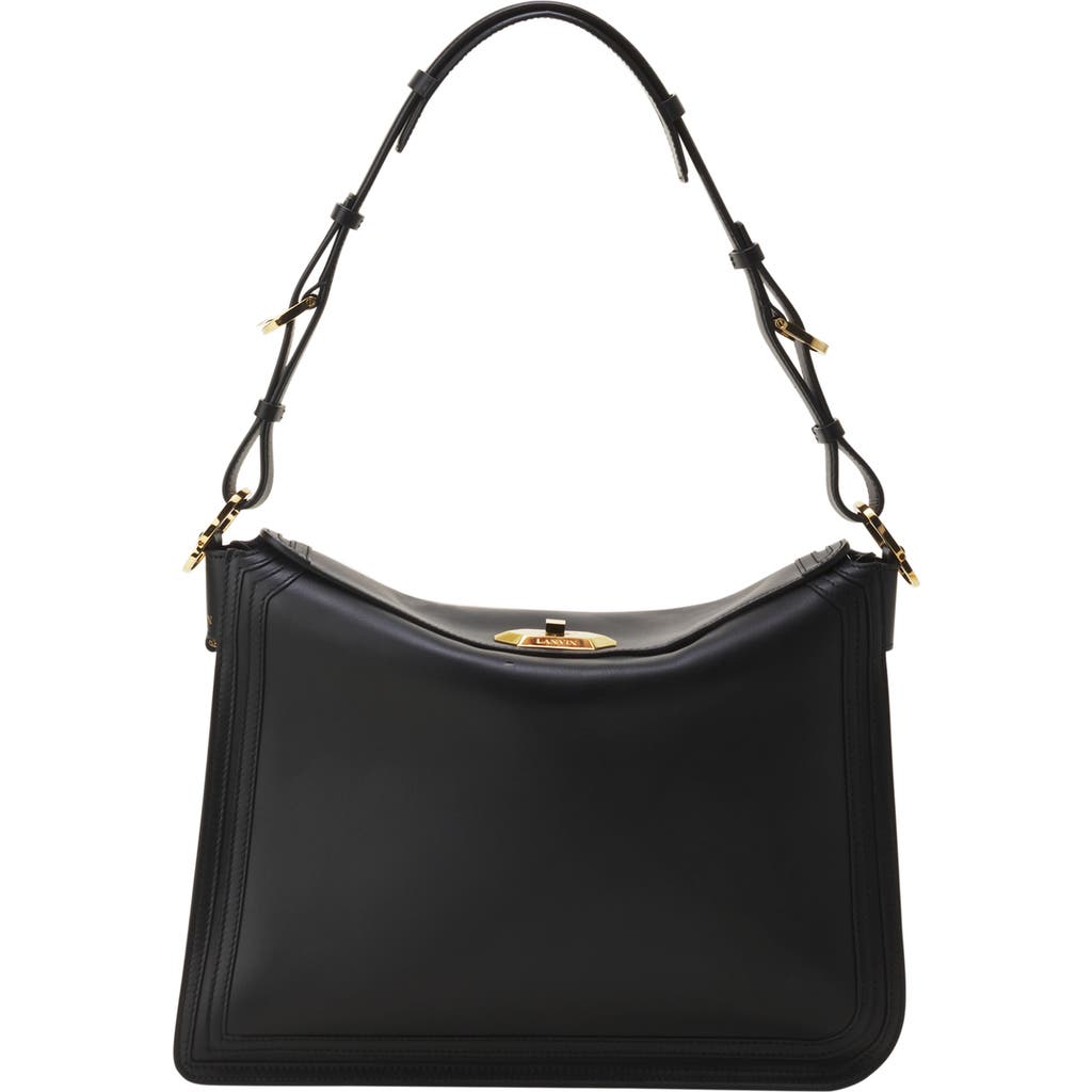 Lanvin Compagnon Asymmetrical Bag In Leather In Black