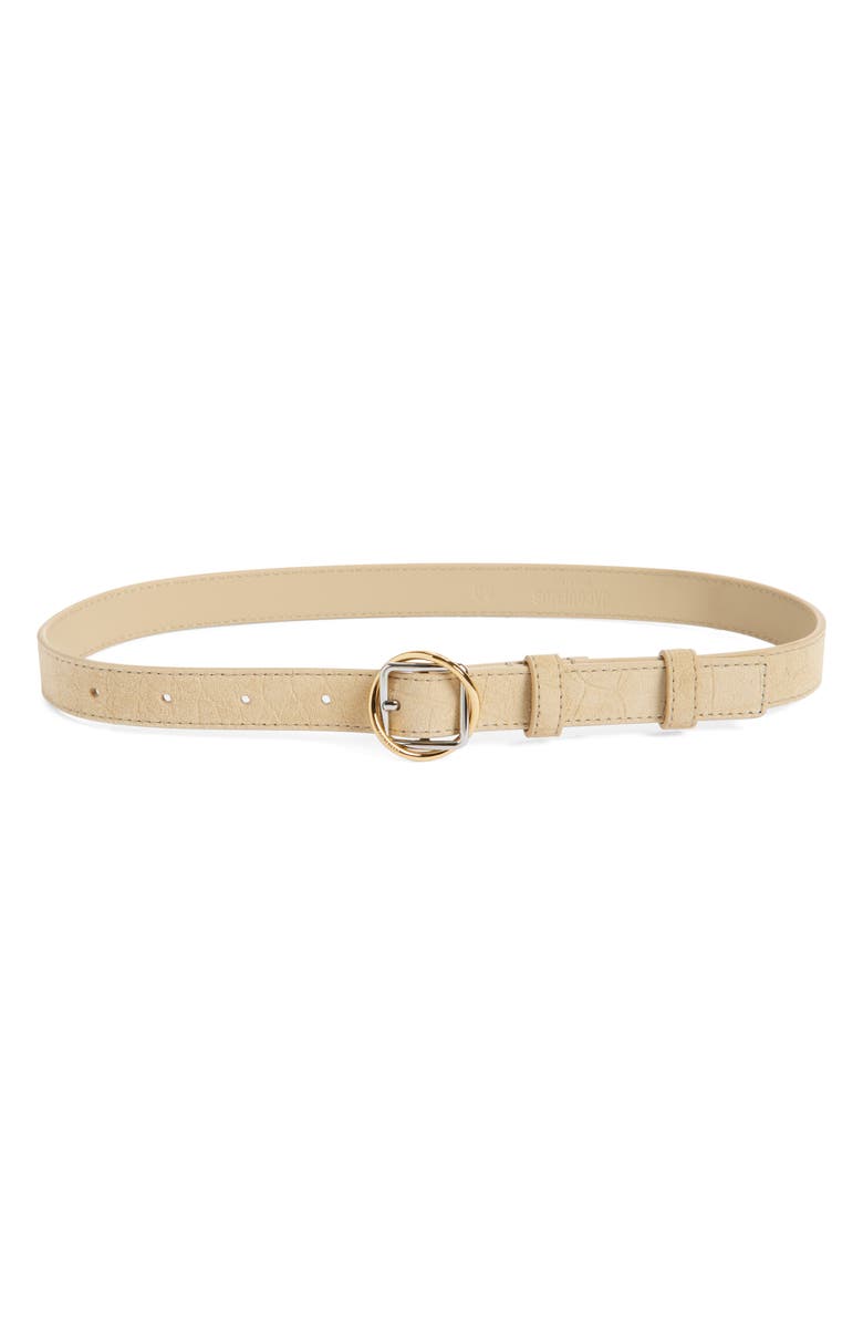 Jacquemus La Ceinture Salon Croc Embossed Suede Belt, Main, color, Beige 150