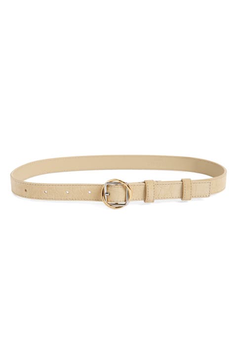 La Ceinture Salon Croc Embossed Suede Belt