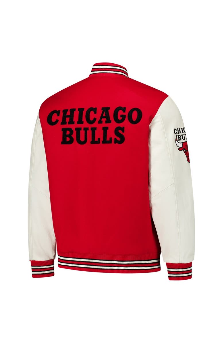 G-III SPORTS BY CARL BANKS Men's G-III Sports by Carl Banks Red Chicago Bulls Moneyball Wool & Leather Full-Snap Varsity Jacket, Alternate, color, Red