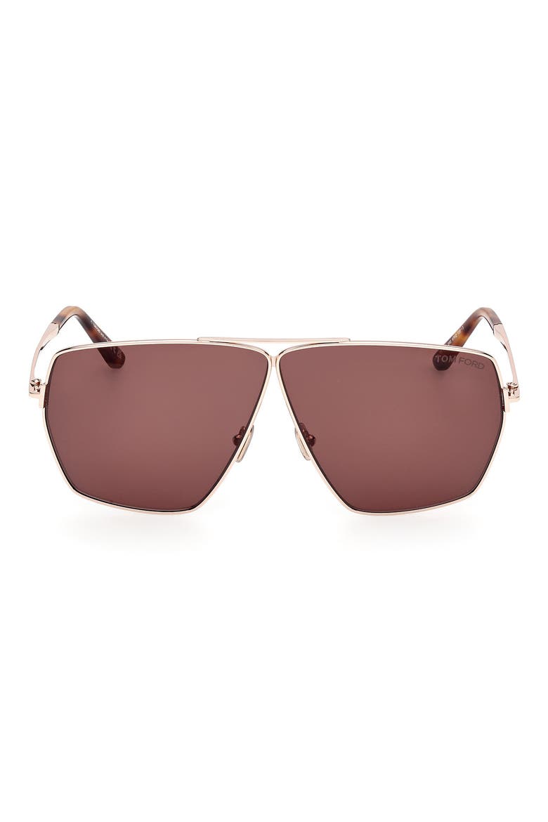 Stella 67mm Oversize Navigator Sunglasses, Main, color, ROSE GOLD/ SHINY HAVANA/ BROWN