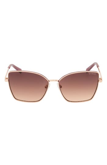 Guess 57mm Butterfly Gradient Sunglasses In Gold