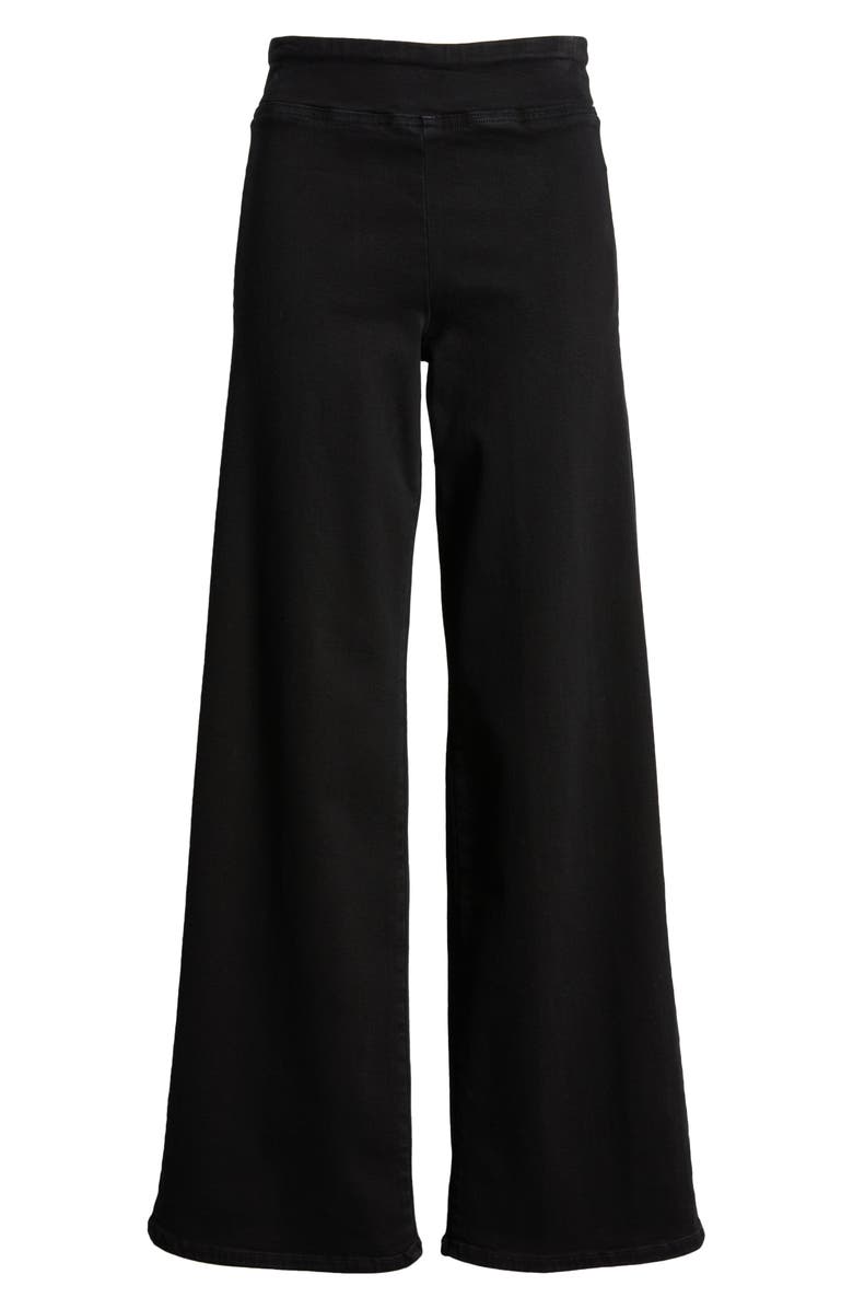 FRAME Jet Set Slim Palazzo Pull-On Jeans, Alternate, color, Sheen Noir