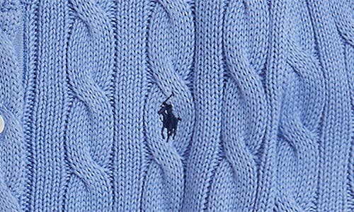 Polo Ralph Lauren Cable Knit Cotton Crewneck Cardigan In Blue