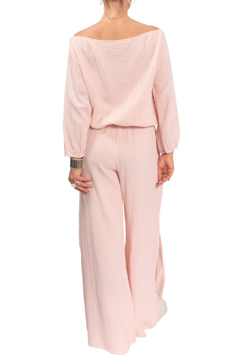 Riley Cotton Gauze Split Hem Pants, Alternate, color, BLUSH