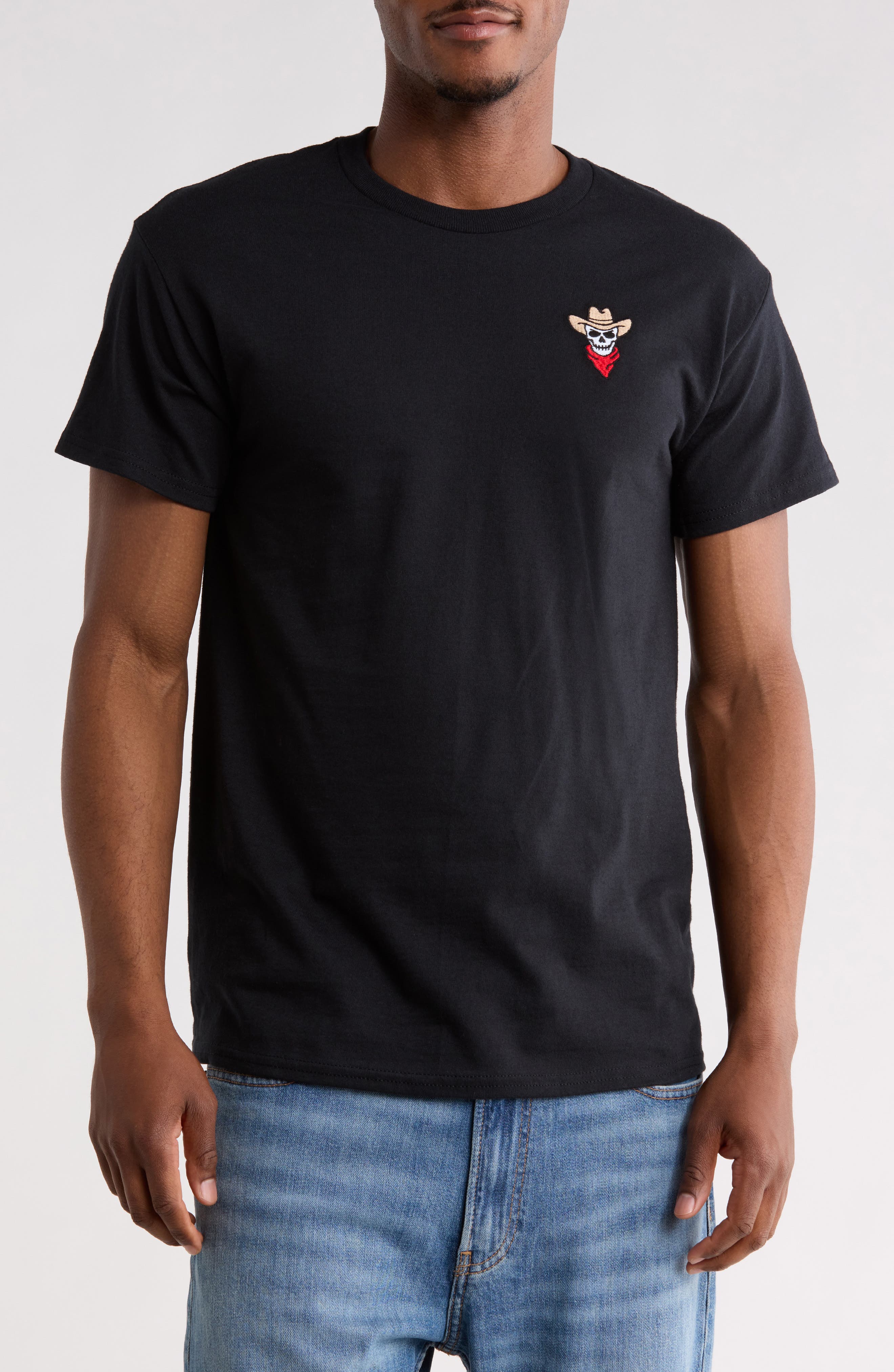 RIOT SOCIETY Skull Cowboy Emroidery T-Shirt