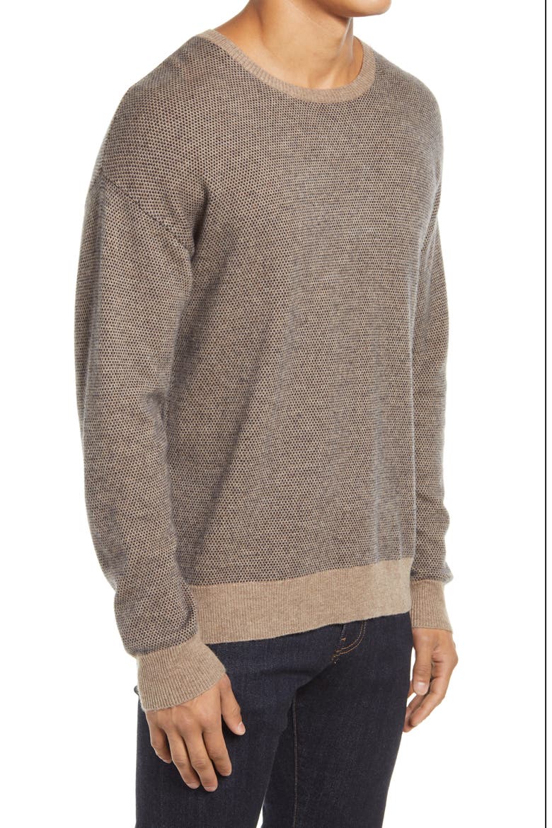 Rune Wool Blend Crewneck Sweater, Alternate, color, FLAX/ NAVY