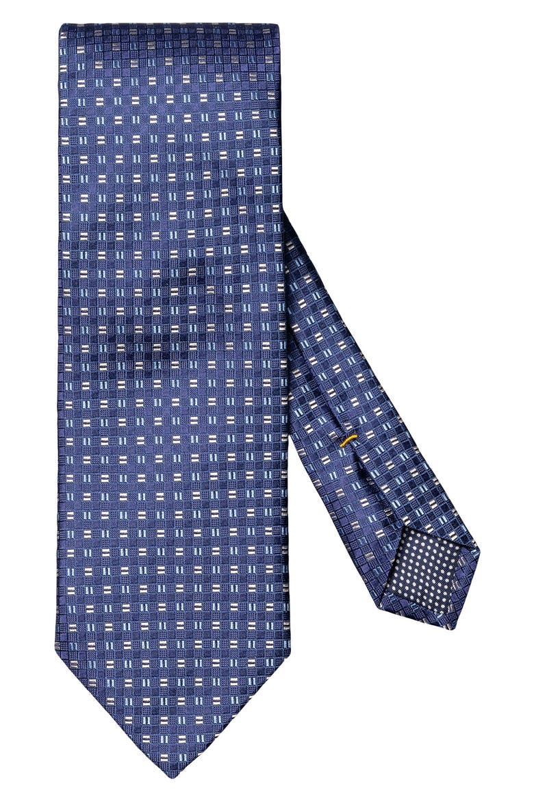 Square Geometric Silk Tie, Main, color, NAVY