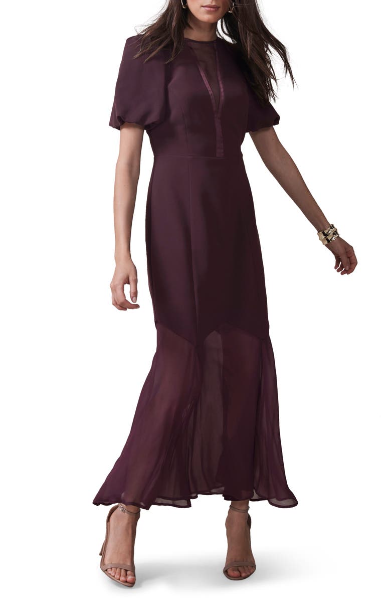 MINT VELVET Sheer Detail Maxi Dress, Alternate, color, Burgundy