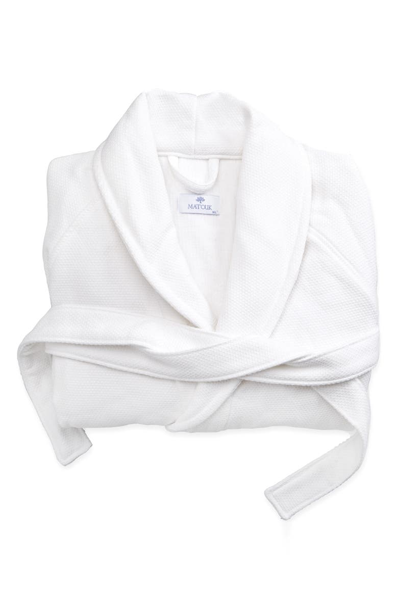 Matouk Campania Cotton Piqué Robe, Main, color, White