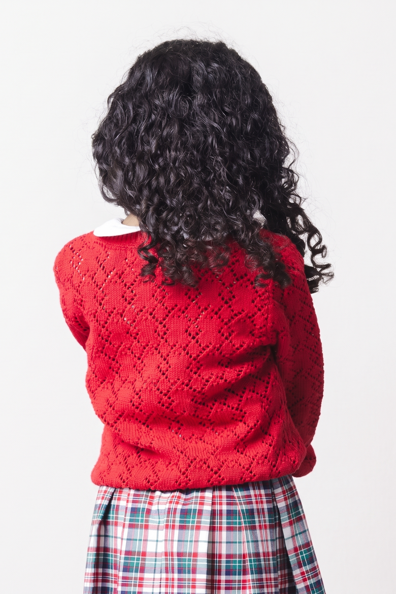 Kids' Organic Cotton Pointelle Cardigan, Alternate, color, Red Diamond
