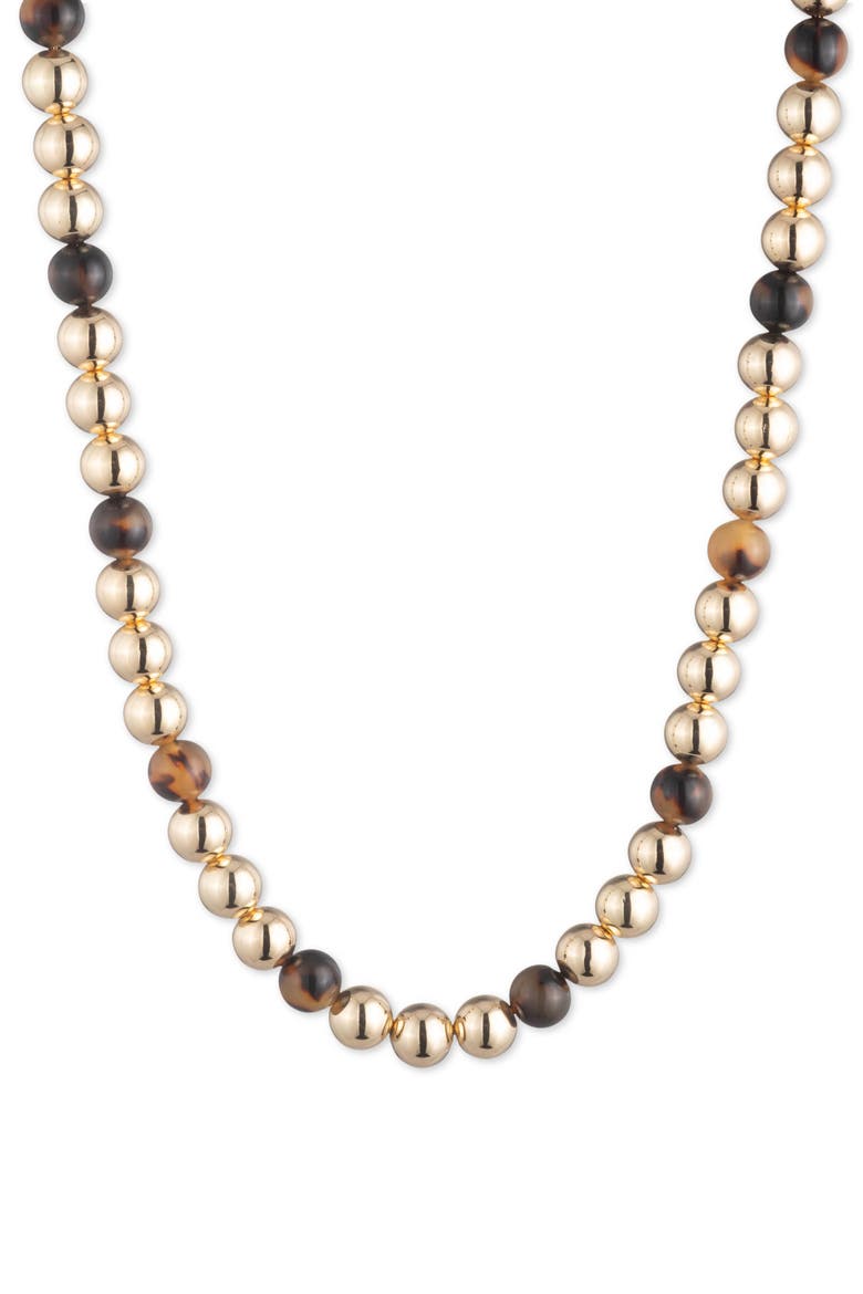Tortoise Bead Collar Necklace, Main, color, DARK BROWN