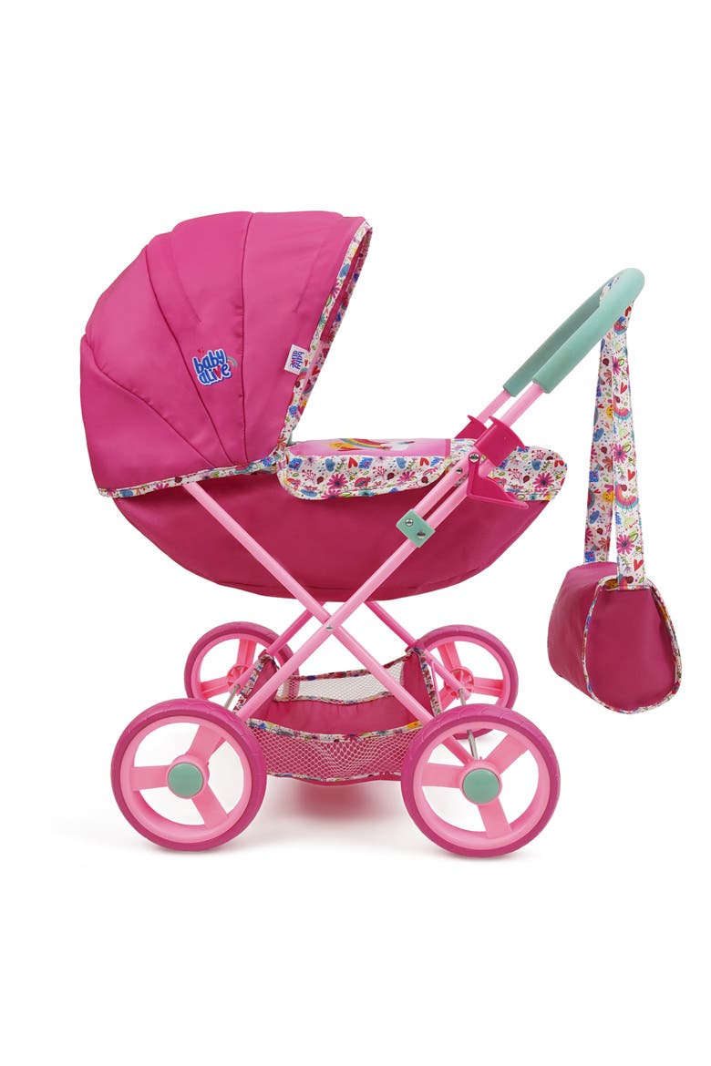Deluxe Classic Doll Pram Pink & Rainbow Fits Dolls Up To 18", Alternate, color, Pink