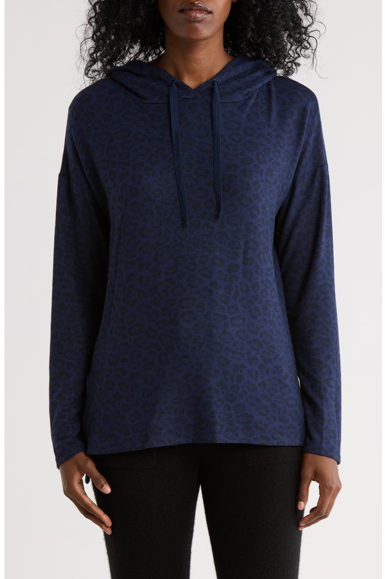 High-Low Hem Hoodie, Main, color, NAVY