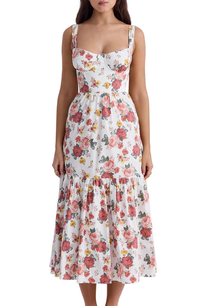Elia Floral Sweetheart Neck Sundress, Alternate, color, ROSE PRINT