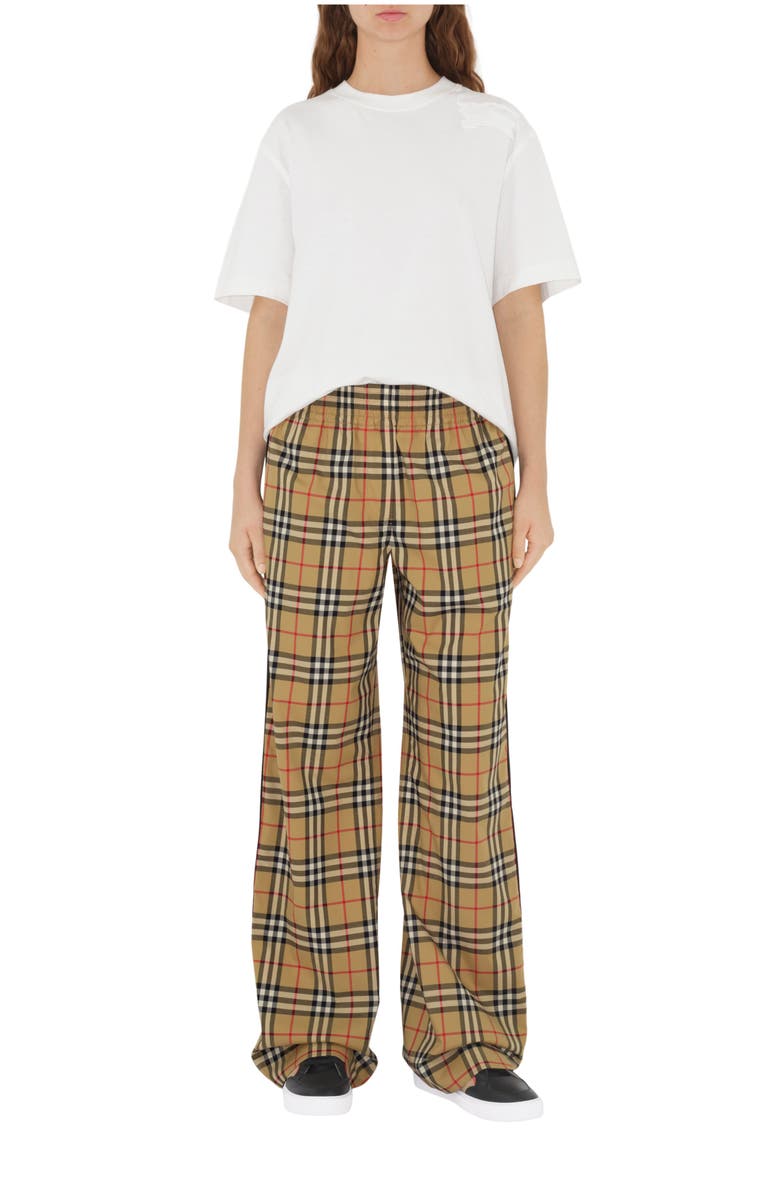Burberry Check Cotton Trousers, Main, color, Archive Beige