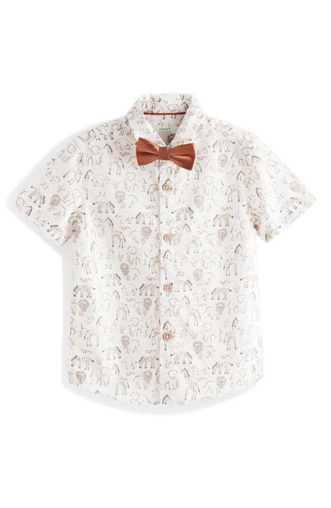 Kids' Safari Button-Up Shirt & Bow Tie Set (Little Kid)