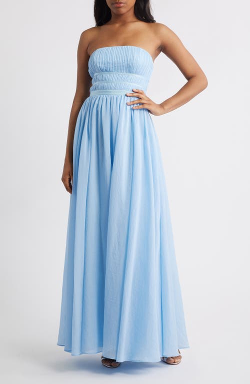 Lulus Calais Strapless Pleated Dress In Blue