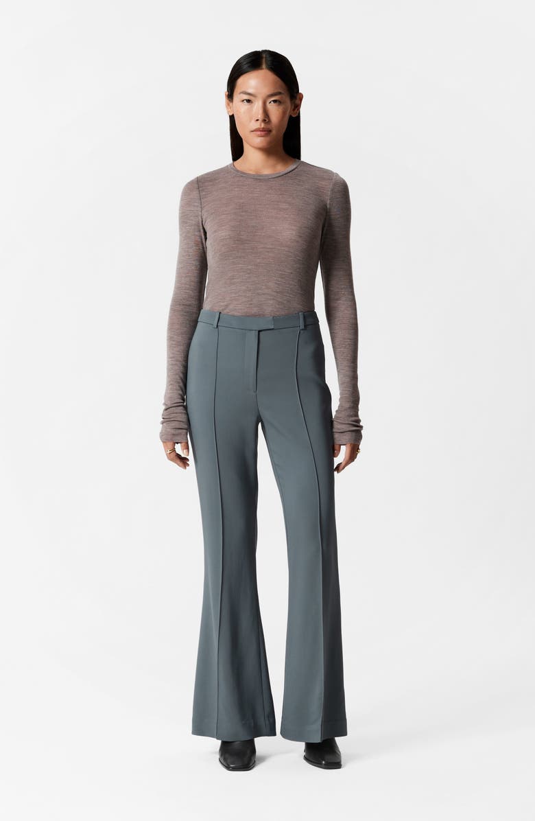 & Other Stories High Waist Pleated Flare Pants, Alternate, color, Grey Dark