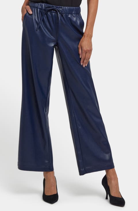 Wide Leg Faux Leather Pants