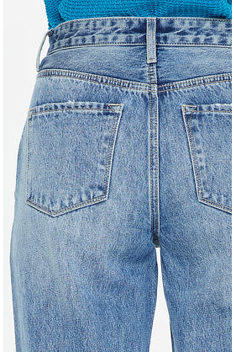 Debra Essentials High Rise 90's Criss Cross Straight Jeans, Alternate, color, Medium Wash