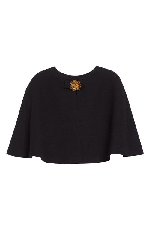 Oscar De La Renta Peony Detail Tweed Crop Cape In Black