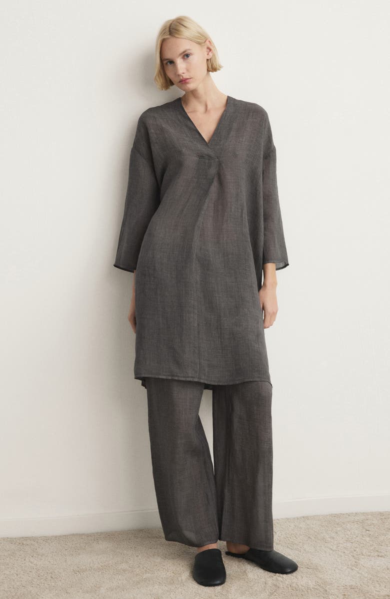 MANGO Ramie Pajama Pants, Alternate, color, Charcoal