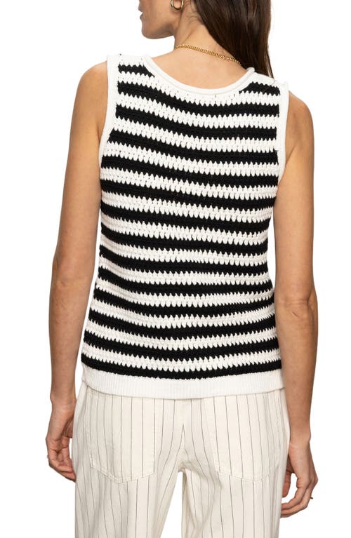 Sanctuary Striped Crochet Shell Sweater In Chalk Black Stripe In Chalk Black