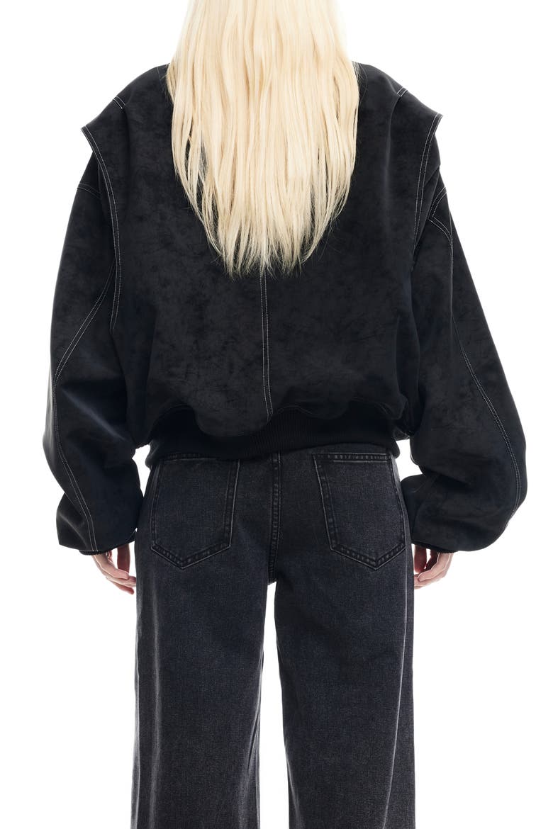 Vista Faux Suede Bomber Jacket, Alternate, color, ONYX