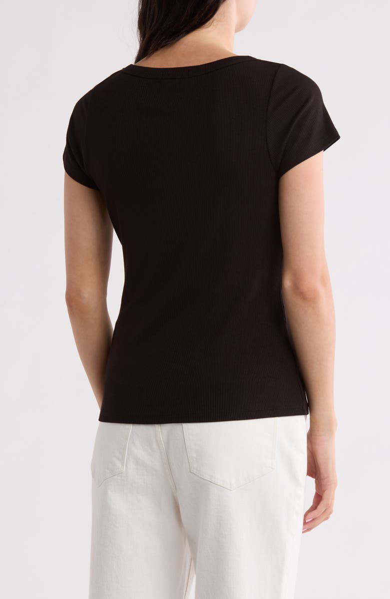 1.STATE Scoop Neck Rib Jersey Knit T-Shirt, Alternate, color, Rich Black
