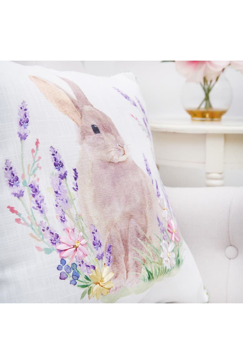 Lilac Rabbit Accent Pillow, 16" x 16", Alternate, color, White