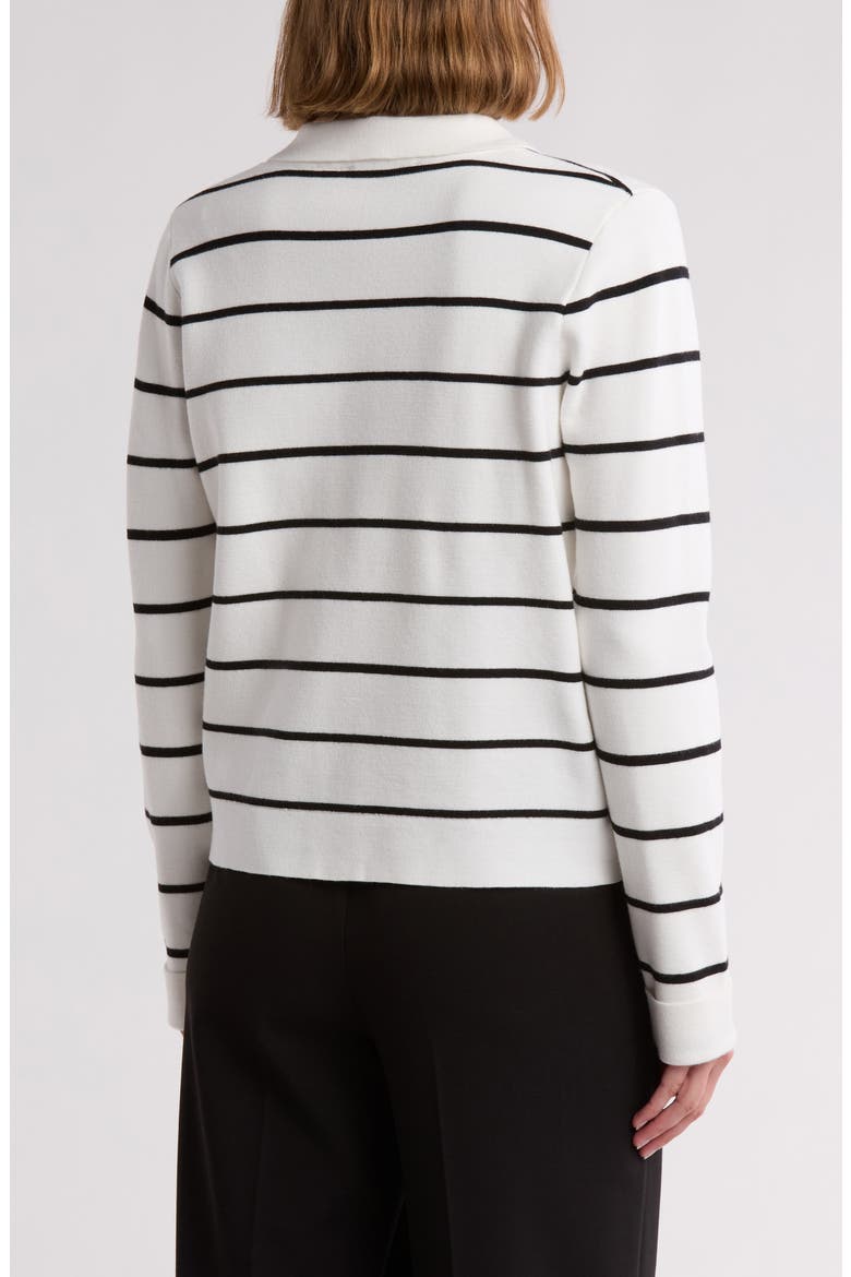 Collar Button Front Cardigan, Alternate, color, SNOW GLOBE/ BLACK STRIPE