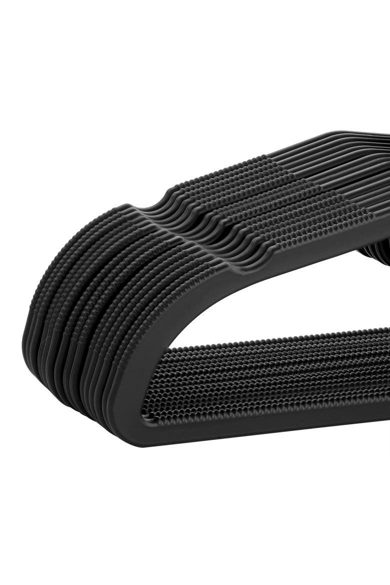 30 Piece Rubber Non Slip Hanger with Hanging Tab, Alternate, color, Black