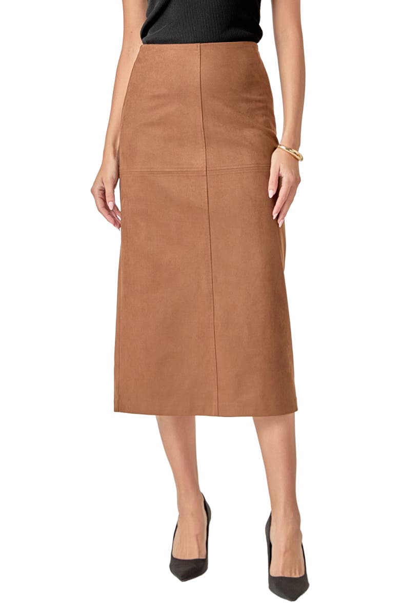 English Factory Faux Suede Midi Skirt, Main, color, 