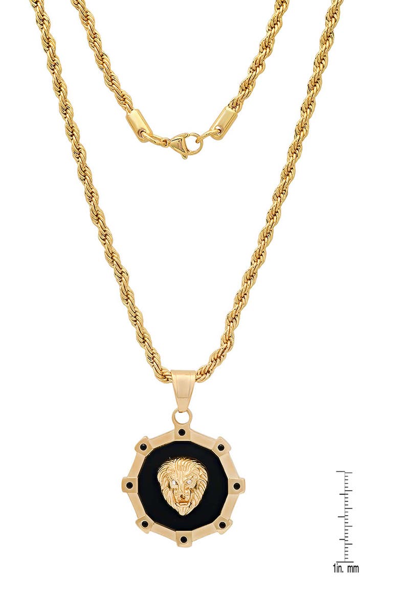 Men's 18k Gold Plated Lion Head Pendant Necklace, Alternate, color, GOLD