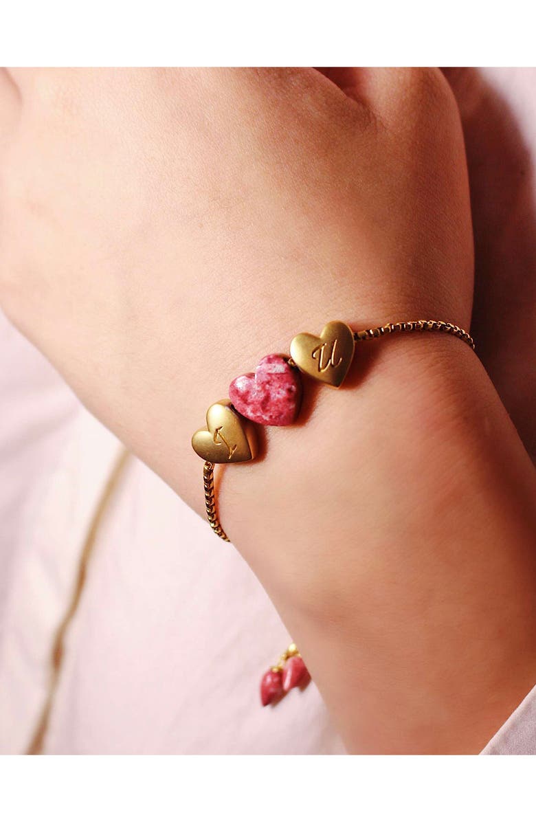 LuvMyJewelry Luv Me Heart Thulite Slide Bracelet, Alternate, color, 14Kt Rose Gold Vermeil