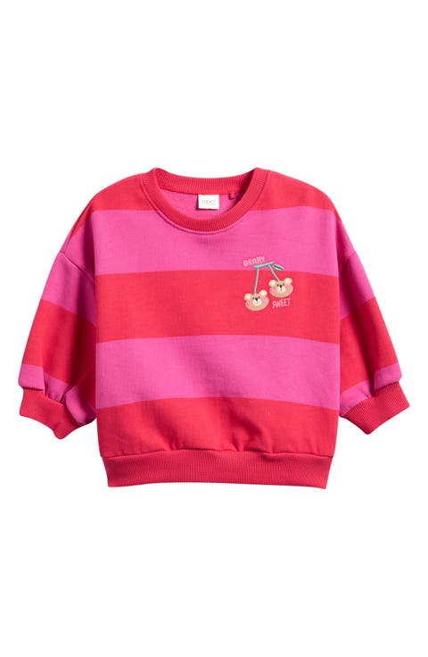 Kids' Embroidered Stripe Cotton Blend Sweatshirt (Baby & Toddler)