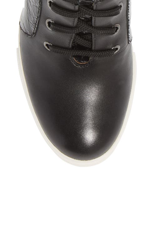 Linea Paolo Fleur Wedge Sneaker In Black Patent/leather