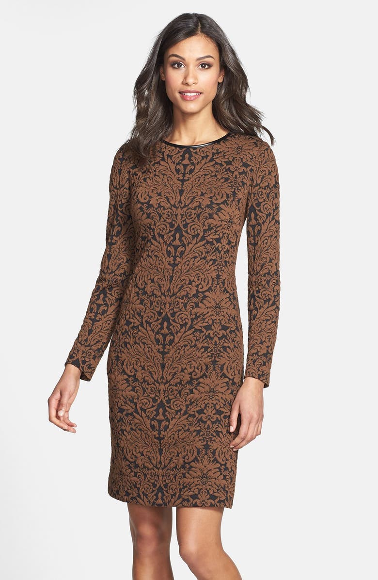 Vince Camuto Long Sleeve Jacquard Sheath Dress, Main, color, 