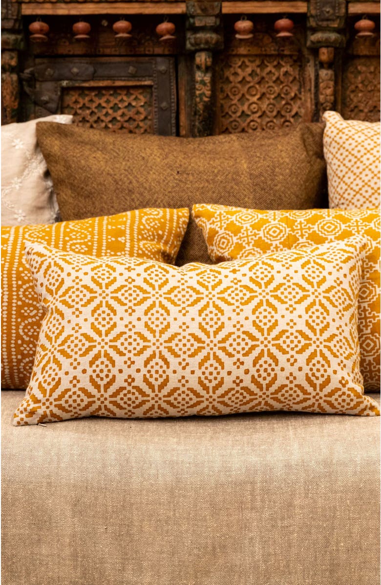 Alamwar Kodava Ochre Pillow Cover, Alternate, color, Ochre