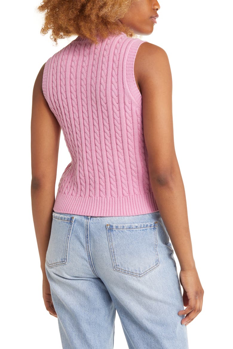 Cable Stitch Sweater Vest, Alternate, color, PINK MOONLITE