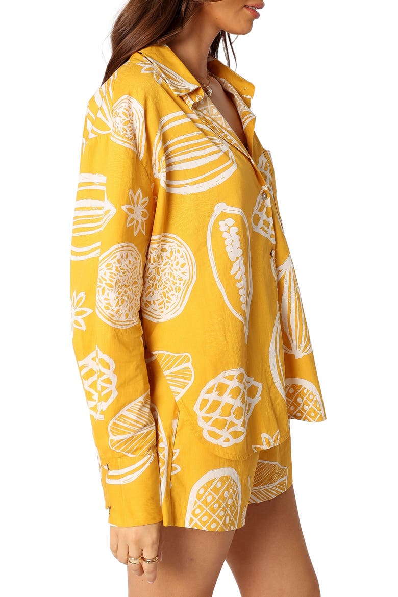 Bonnie Cotton & Linen Button-Up Shirt & Shorts Set, Alternate, color, YELLOW