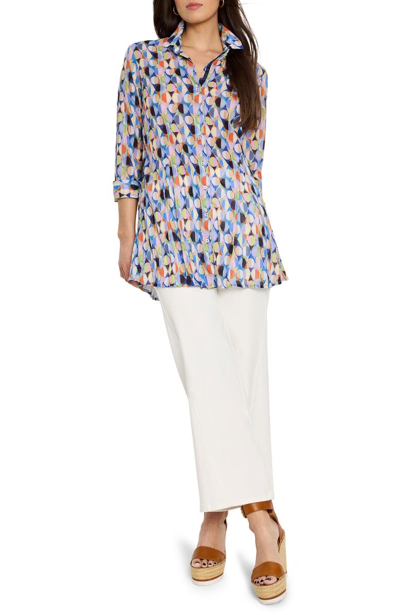 NIC+ZOE Social Circles Crinkle Button-Up Tunic, Alternate, color, 