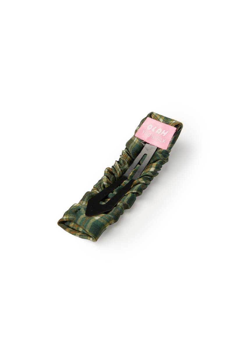 Grevelyn Silk Hair Barrette Clip, Alternate, color, Green