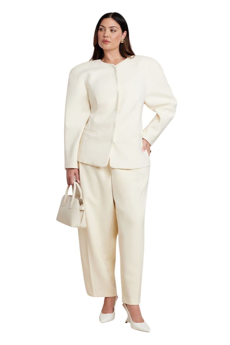 Rounded Barrel Leg Pant, Alternate, color, OAT MILK
