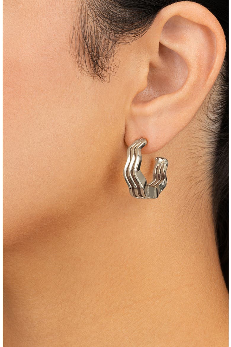 Caprice Ocean Waves Hoop Earrings, Alternate, color, SILVER