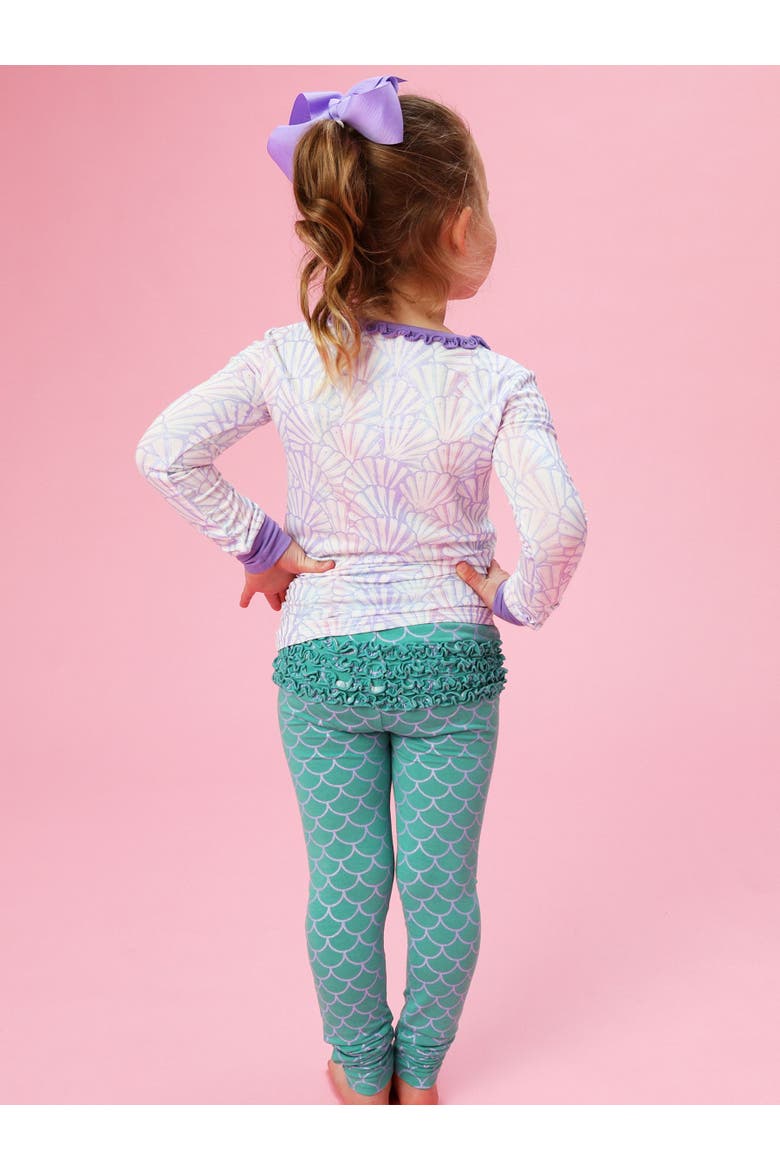 Ruffle Long Sleeve Pajama Set, Signature Rear Ruffles, Alternate, color, Magical Mermaid