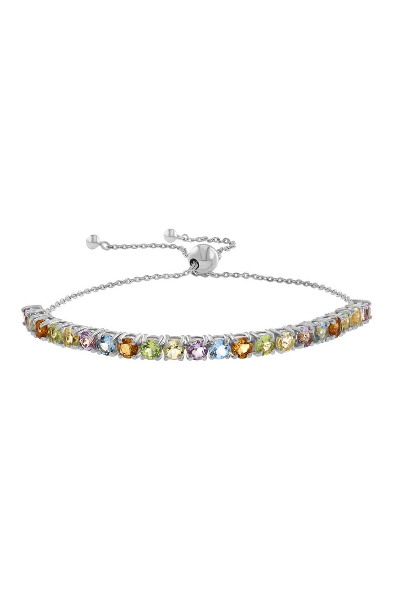 Sterling Silver Multicolor Gemstone Bolo Bracelet, Main, color, MULTI