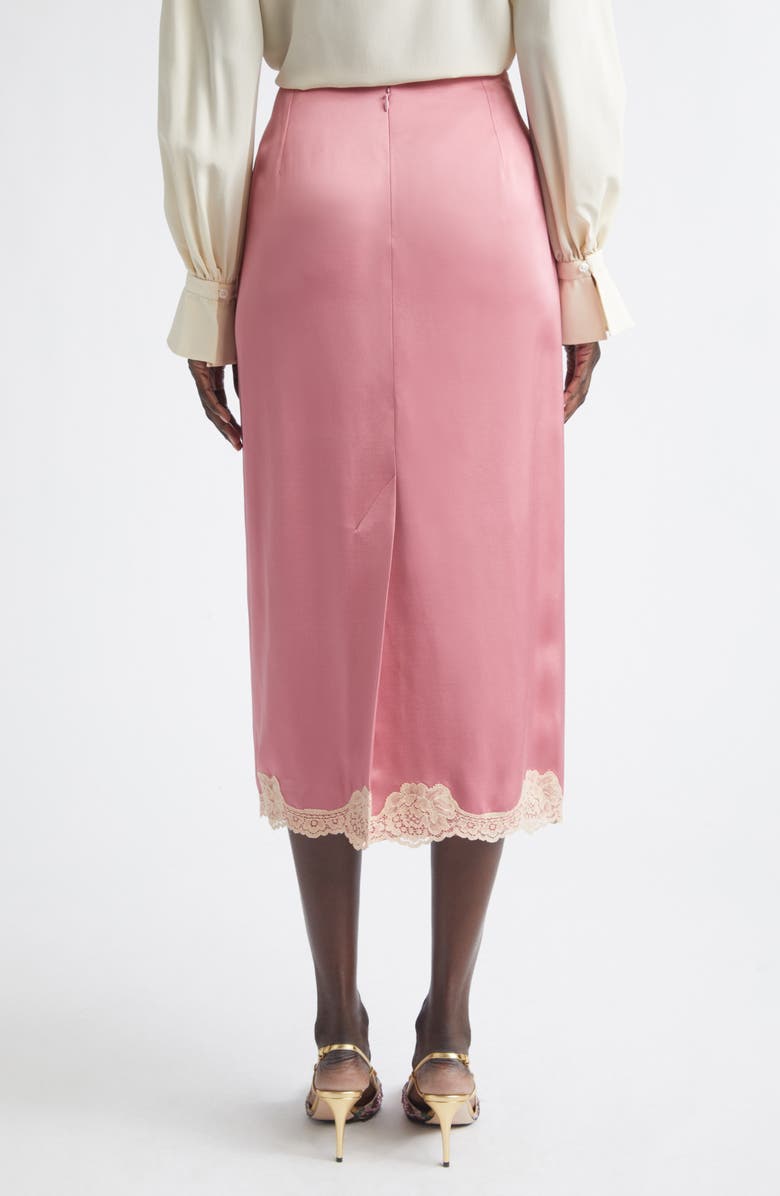 Valentino Lace Trim Satin Cady Slip Skirt, Alternate, color, Dusty Rose
